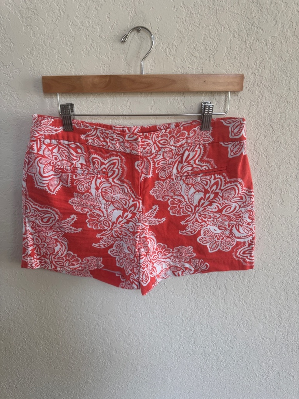 Kenar Coral and White Floral Jean Shorts